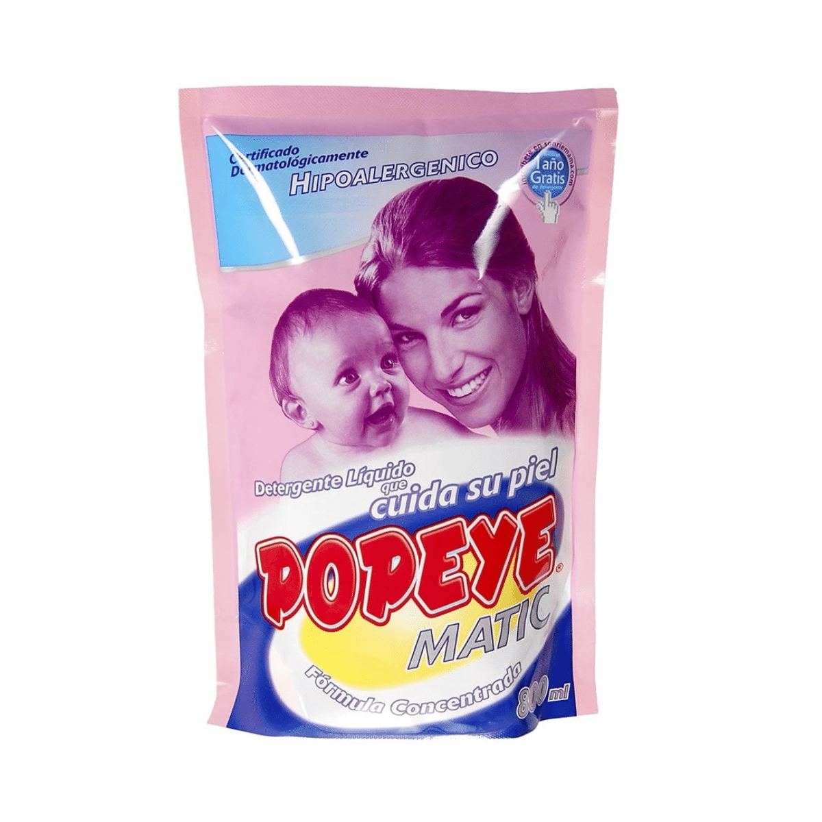 Detergente Líquido Popeye Hipoalargénico Doypack 800 ml