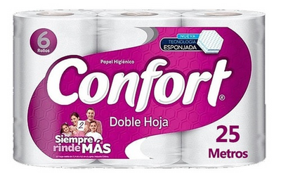 Papel higienico confort 6 rollos 25 mts