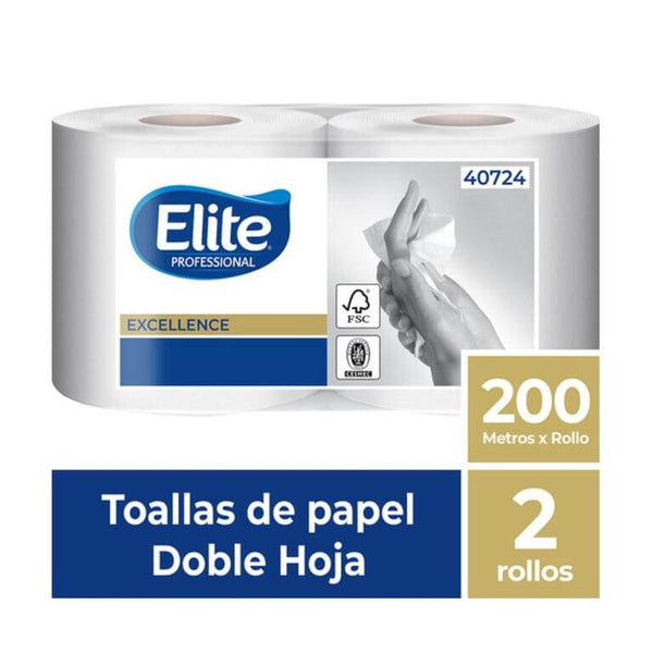 Toalla de Papel Elite 2 Rollos 200 m Doble Hoja 40724