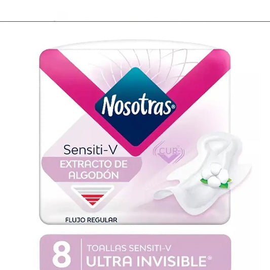 Toallas Femeninas Nosotras Sensiti-V Ultra Invisible® (Pack x 8 uds.)