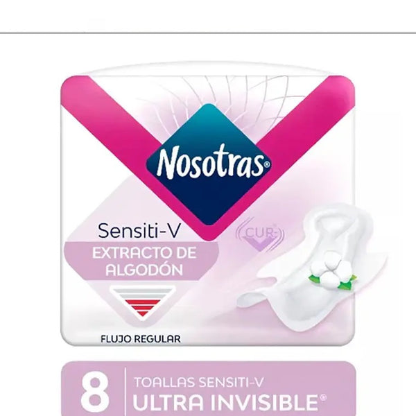 Toallas Femeninas Nosotras Sensiti-V Ultra Invisible® (Pack x 8 uds.)