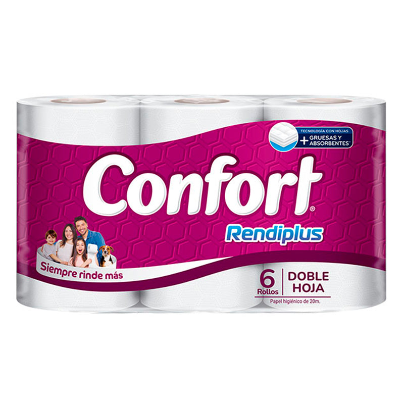 Papel Higiénico Rendiplus Doble Hoja 6 und 20 mts – Confort