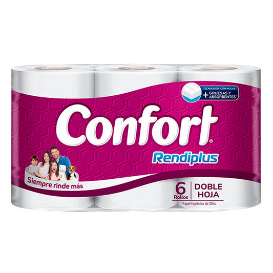Papel Higiénico Rendiplus Doble Hoja 6 und 20 mts – Confort