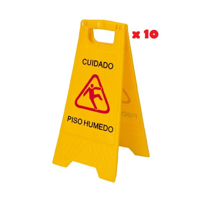 Pack de 10 Señalética Amarilla Piso Húmedo