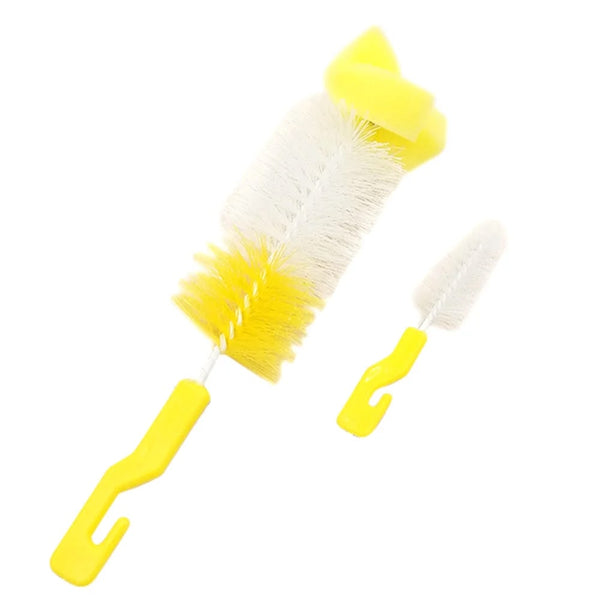 Kit de cepillos de limpieza para botellas y boquillas rosas de 2 piezas con esponja