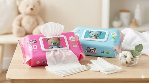 Toallas Humedas New Compact 80 und Celeste/Rosa