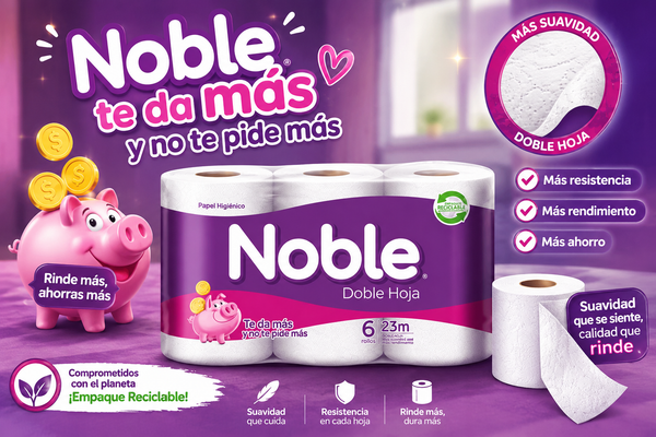 Papel Higiénico Noble Doble Hoja 6 Un 23 mt