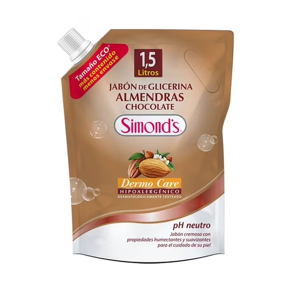 Jabón Simond’s Dermo Almendras Chocolate Doypack, 1.5 L