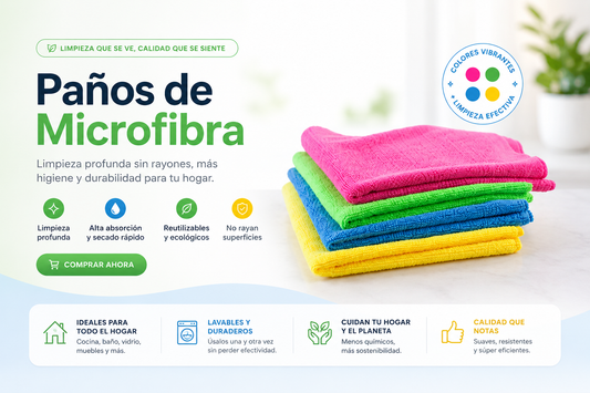 Paño Microfibra Colores Surtidos Multiuso Alta Absorción