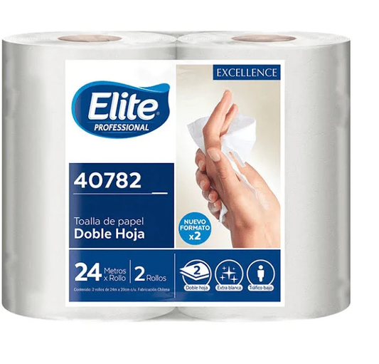 Toalla De Papel Doble Hoja 24m (40782) 2 Rollos Elite