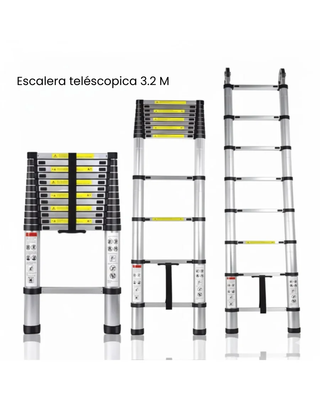 Escalera Telescópica de Aluminio 3,2 m | Soporta 150 kg