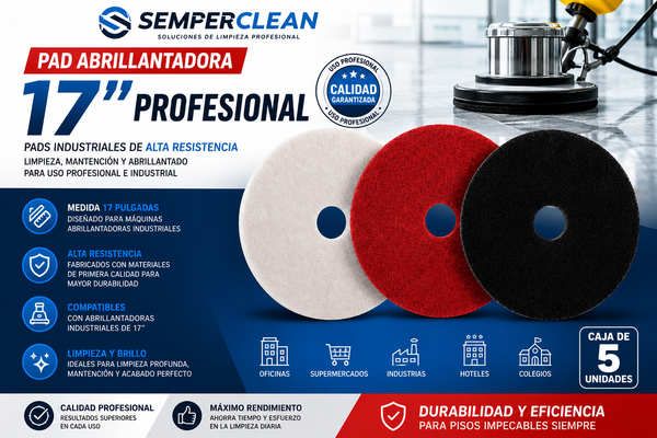 Pad Abrillantadora 17” Profesional | Caja 5 Unidades - Negro -Rojo -Blanco