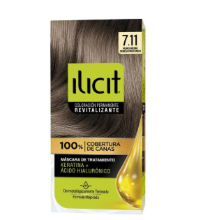 Tintura Coloración Cabello 7.11  Rubio Ceniza Profundo (47Gr) Ilicit