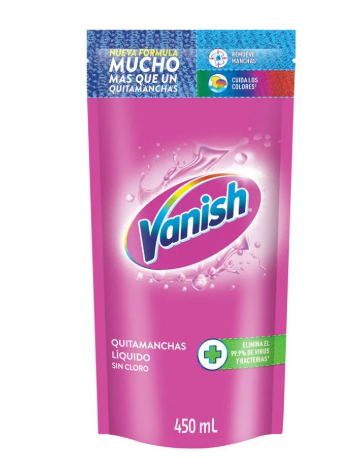 Quitamanchas Líquido Vanish Rosa Recarga 450 ml